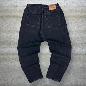 Vintage 90s Levis Jeans 550 Womens 14 Relaxed Fit Tapered Leg Smoke Black Wash
